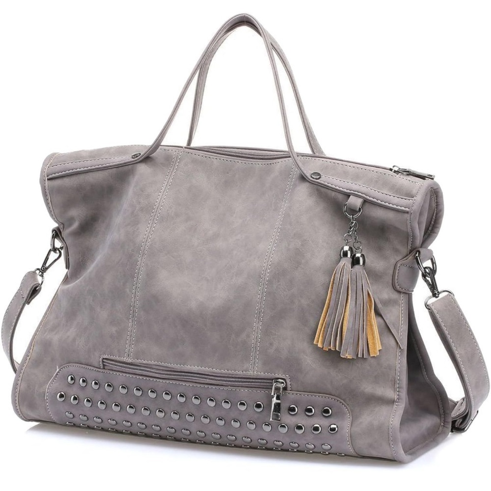 Motorcycle studded tassel leather handbag